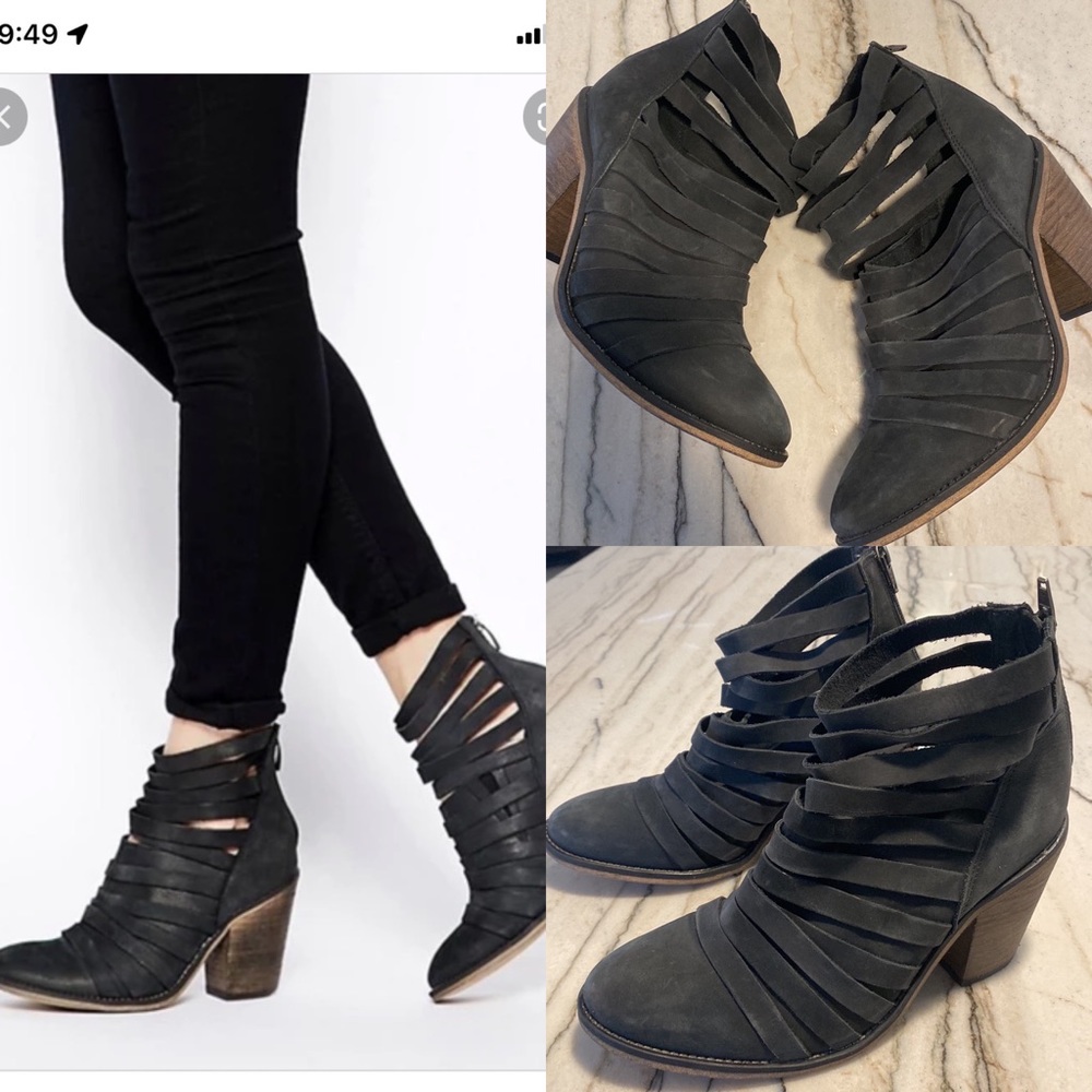 Free people hybrid heeled strapped leather boots